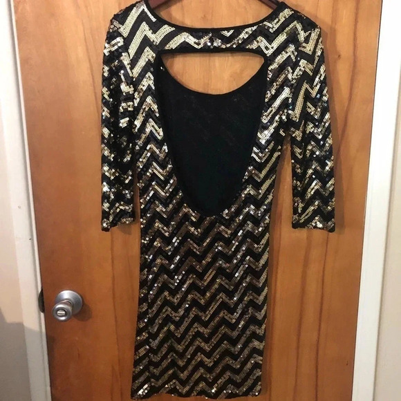 vintage y2k Black and gold sequin mini dress - Picture 9 of 9
